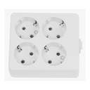 SQUARE MULTIPLE POWER SOCKET 4 SOCKETS 16A 250V~ WHITE WITHOUT CABLE Simon Brico