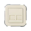 Placa plana de voz e dados com proteção contra poeira para 2 conectores RJ45 AMP marfim Simon 31