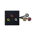 3RCA female-to-female patch cord with trim plate black Simon K45
