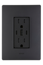 Placa Nema con toma de corriente dúplex C/USB  C+A+C  10A 127V~ grafito mate Simon 26