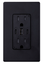 Placa Nema con toma de corriente dúplex C/USB  C+A+C  10A 127V~ grafito mate Simon 25