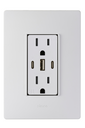 Placa Nema con toma de corriente dúplex C/USB  C+A+C  10A 127V~ blanco Simon 26