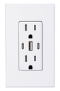 Placa Nema con toma de corriente dúplex C/USB  C+A+C  10A 127V~ blanco Simon 25