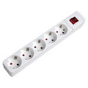 Base múltipla branca com 5 tomadas de 16 A 250 V~ com interruptor e sem cabo