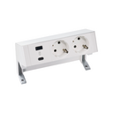 Complete kit with USB A+C 18W QuickCharge and 2 Schuko socket white S400 Top