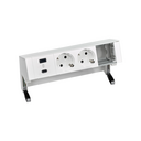 Customisable kit with USB A+C 18W QuickCharge, 2 Schuko socket and 1 empty element connectors white S400 Top