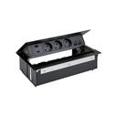 Complete kit with USB A+C 18W QuickCharge, 3 schuko socket and 1 double plate for RJ45 connectors black S400 Indesk
