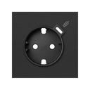 Kit front 1 schuko socket with C USB charger matt black Simon 100