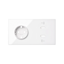 Kit front for 2 elements schuko socket + double USB C charger gloss white Simon 100