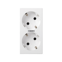 German double socket outlet 16A 250V~ with safety device, LED and 1Click® terminal connection system white Simon 500 Cima