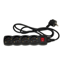 MULTIPLE BASE 4 SOCKETS 16A 250V~ BLACK WITH SWITCH AND 1.5 METERS OF H05VV-F 3G1MM² CABLE SIMON BRICO