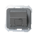 Angled voice and data plate with dust cover for 1 RJ45 connector grey Simon 75