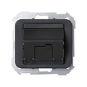Placa de voz e dados inclinada com proteção de pó para 1 conetor RJ45 grafite Simon 75