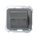 Angled voice and data plate with dust cover for 2 RJ45 connectors grey Simon 75
