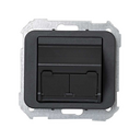 Placa de voz e dados inclinada com proteção de pó para 2 conetores RJ45 grafite Simon 75
