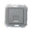 Flat voice and data plate with dust cover for 1 AMP® RJ45 connector grey Simon 75