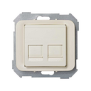 Flat voice and data plate with dust cover for 2 Systimax® RJ45 connectors ivory Simon 75