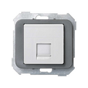 Placa de voz e dados plana com proteção de pó para 1 conetor RJ45 Systimax® cinza Simon 75