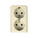 BASE ENCHUFE SCHUKO DOBLE MONOBLOC 16A 250V DE SUPERFÍCIE MARFIL SIMON BRICO