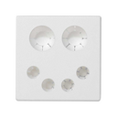 Trim plate with combined electrical and voice and data/multimedia cable entry for 1 element white Simon K45