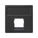 Plaque plate voix et données pour 1 élément sans cache anti-poussière pour 1 connecteur RJ45 Infra + ® noir Simon K45