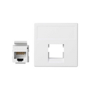 Voice and data flat plate without dust cover and 1 element with 1 RJ45 connector category 5e UTP white Simon K45