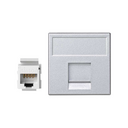 Voice and data flat plate with dust cover for 1 element and 1 RJ45 connector category 5e UTP aluminium Simon K45
