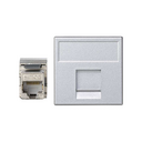 Voice and data flat plate with dust cover for 1 element and 1 RJ45 connector category 6 FTP aluminium Simon K45