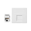 Voice and data flat plate with dust cover for 1 element and 1 RJ45 connector category 6 UTP white Simon K45