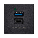 USB charger (4.2 A) of 1 element K45 type "A+C" in graphite Simon K45