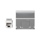 Voice and data angled plate with dust cover for 1 element and 1 RJ45 connector category 5e UTP aluminium Simon K45