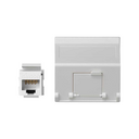 Voice and data angled plate with dust cover for 1 element and 1 category 5e UTP RJ45 connector white Simon K45
