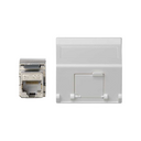 Voice and data angled plate with dust cover for 1 element and 1 RJ45 connector category 6 FTP white Simon K45
