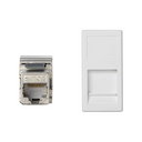 Voice and data flat plate with dust cover for 1 element and 1 RJ45 connector category 6 FTP white Simon K45