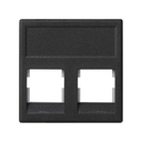 Placa de voz e dados plana sem proteção de pó de 1 elemento para 2 conetores RJ45 de Infra+® preto Simon K45