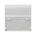 Voice and data angled plate with dust cover for 1 element for 2 RJ45 connectors white Simon K45