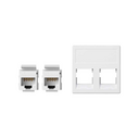 Voice and data flat plate without dust cover for 1 element with 2 RJ45 connectors category 5e UTP white Simon K45