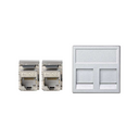 Voice and data flat plate with dust cover for 1 element and 2 RJ45 connectors category 5e FTP aluminium Simon K45