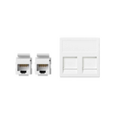 Plaque plate voix et données pour 1 éléments avec cache anti-poussière et 2 connecteurs RJ45 catégorie 5e UTP blanche Simon K45