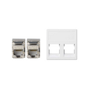 Plaque plate voix et données pour 1 élément sans cache anti-poussière avec 2 connecteurs RJ45 catégorie 6 FTP blanche Simon K45