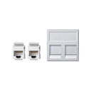 Placa de voz e dados plana com proteção de pó de 1 elemento e 2 conetores RJ45 de categoria 6 UTP alumínio Simon K45