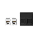 Voice and data flat plate with dust cover for 1 element and 2 RJ45 connectors category 6 UTP black Simon K45