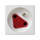 Prise double 2P+T 16A 250V ~ avec dispositif de sécurité, connexion rapide et détrompeur rouge blanche Simon 500 Cima