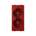 Double schuko socket 16 A 250V~ with safety device, light indicator and screw terminal red Simon Cima