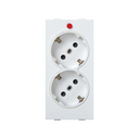 Double schuko socket 16 A 250V~ with safety device, light indicator, and screw terminal white Simon Cima