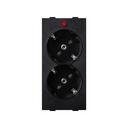 Double schuko socket 16 A 250V~ with safety device, light indicator and screw terminal connection graphite Simon Cima