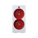 Double French socket 16 A 250V~ bicolor with safety device, light indicator and screw terminal connection red-white Simon Cima