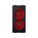 Double French socket 16 A 250V~ bicolor with safety device, light indicator and screw terminal red-graphite Simon Cima