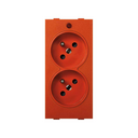 Double French socket 16 A 250V~ with safety device, light indicator and screw terminal connection orange Simon Cima