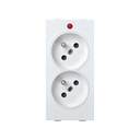 Double French socket 16 A 250V~ with safety device, light indicator and screw terminal connection white Simon Cima